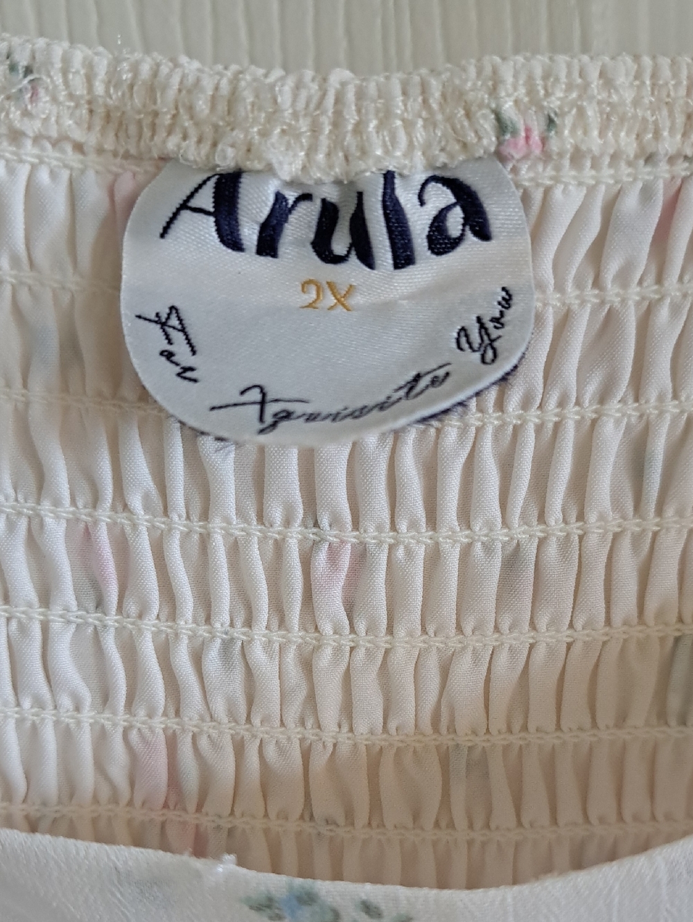 Arula Floral Swiss Dot Floral Smocked Puff Sleeve Tiered Knee Length Flowy Dress - Picture 2 of 11